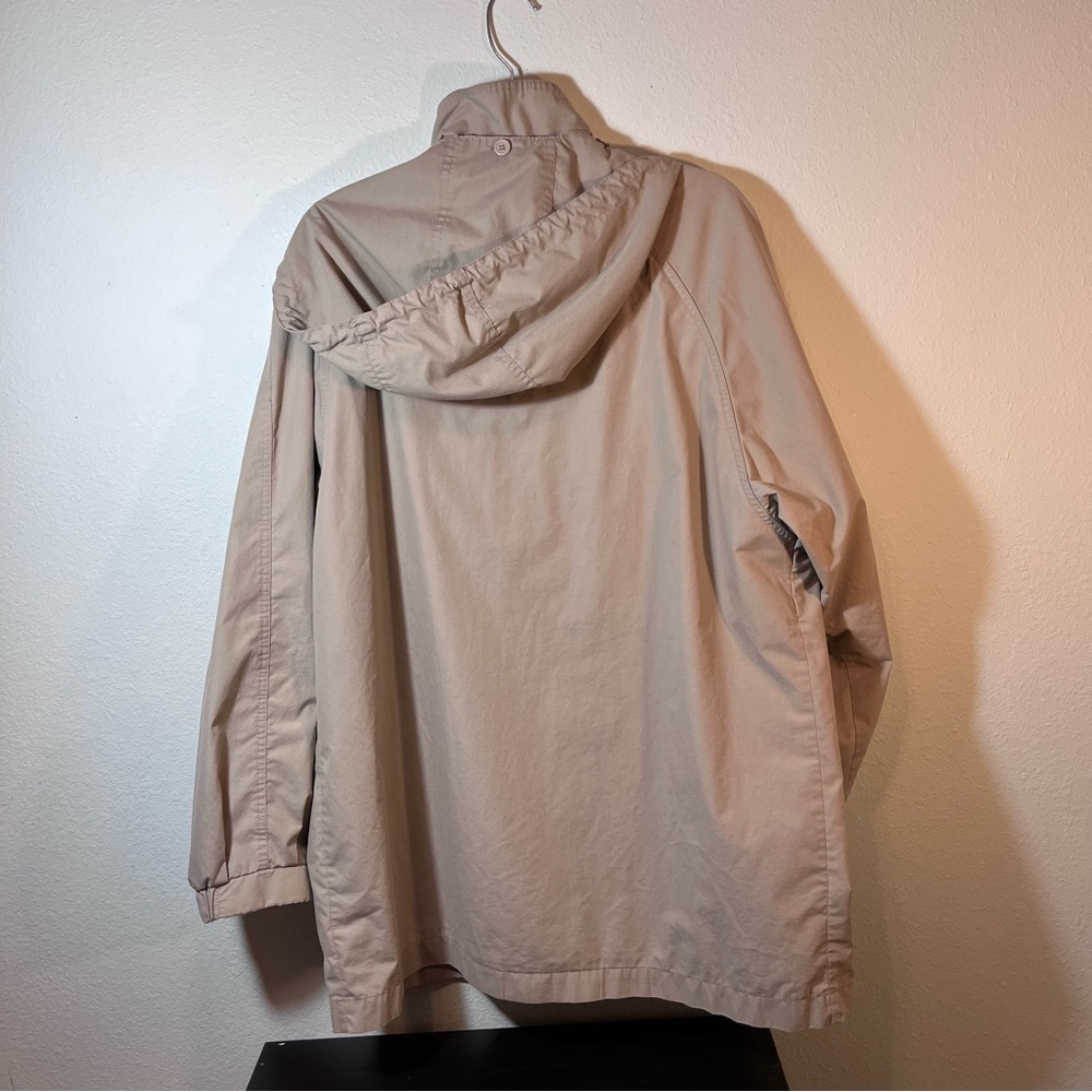 London Fog Vintage Tan Hooded Women’s Windbreaker Jacket Plaid Lined Large - Picture 7 of 8